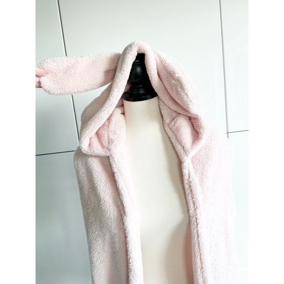 Pink Bunny Fuzzy Hat Hood Beanie With Hand Pockets From Japan